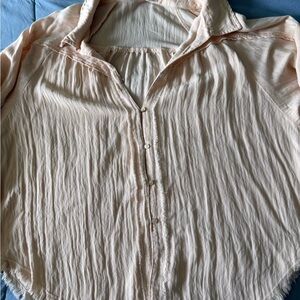 Aemi and Co Peach Button-Up Women's Top
